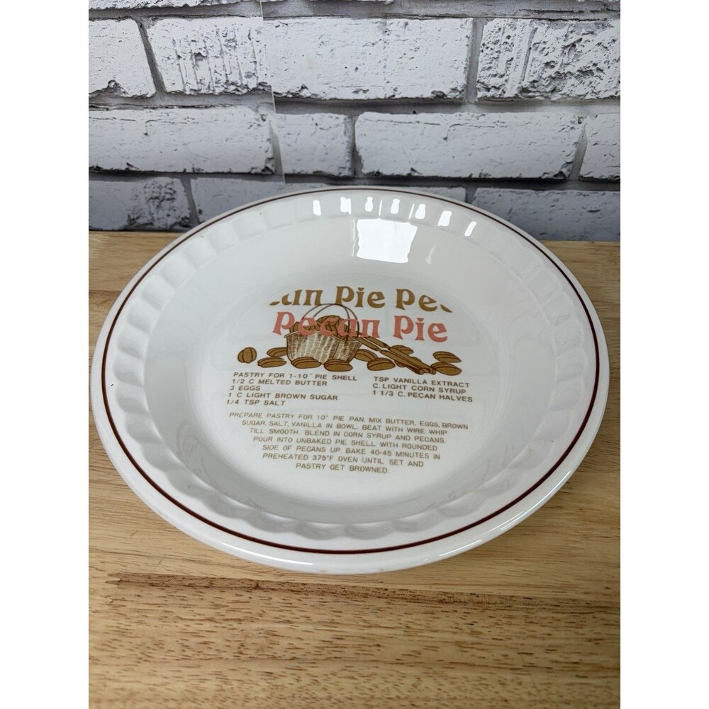 Hankook Pecan Pie Recipe Plate Ceramic 11” Vintage Mint